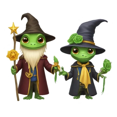 Lizard and wizard with rosettes sticker