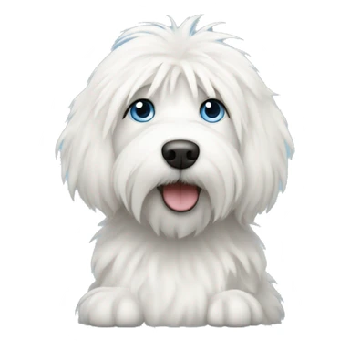 white shaggy dog with blue eyes sticker