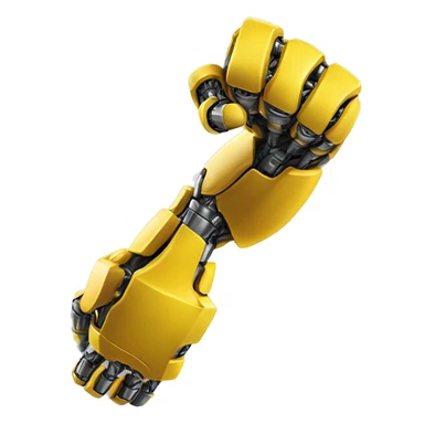 Flexing yellow mechanical cyborg bicep and arm sticker