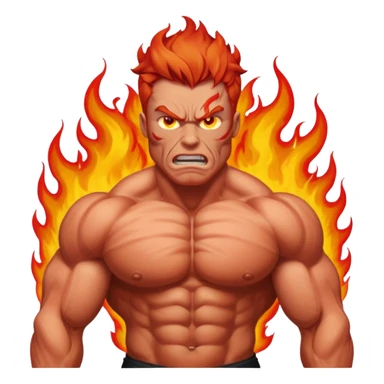 burning angry bodybuilder red haired man  sticker