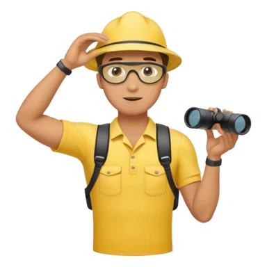 Male lifeguard – yellow shirt, binoculars in hand, scanning the sea, full body sticker