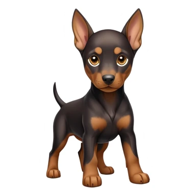cinematic-noble-doberman puppy-full body-emoji on all fours,-poised-and-regal,-with-a-strong,-athletic-build-and-a-lustrous,-well-groomed-black and tan fur,-deep-set-soulful-brown-eyes,-simplified-yet-sharp-and-sophisticated-features,-highly-detailed, sticker