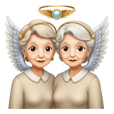 Two twin old ladies with halos and wings sticker