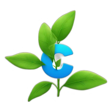 blue "e" from Engie logo with sustainable green leaves sticker