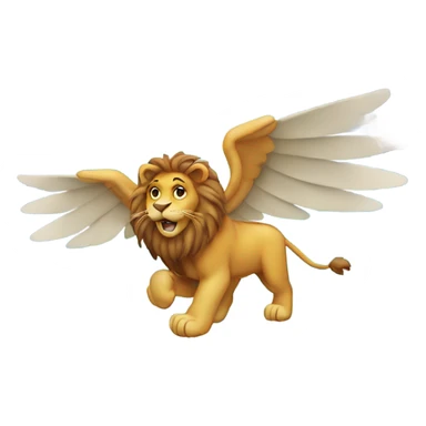 Lion with wings flying in clouds sticker