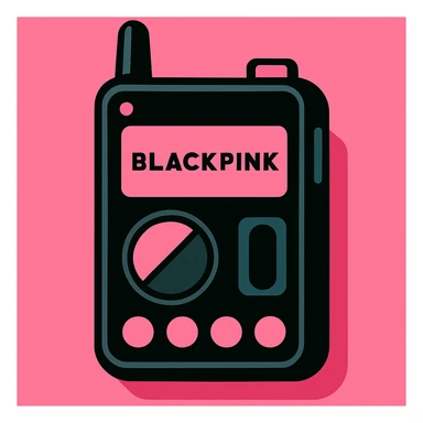 cool gadget with BLACKPINK theme, combining black and pink elements, sleek and fashionable style, vibrant toon style sticker