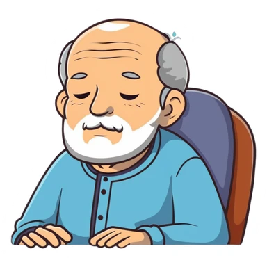 elderly grandfather in peaceful rest with stars sticker