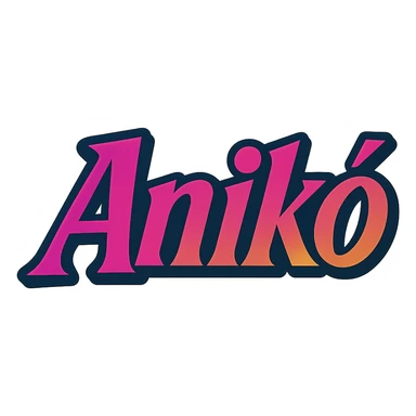 The name 'Anikó' in a thick, colorful, edgy, youthful, elegant font, text only, no emoji, transparent background. sticker