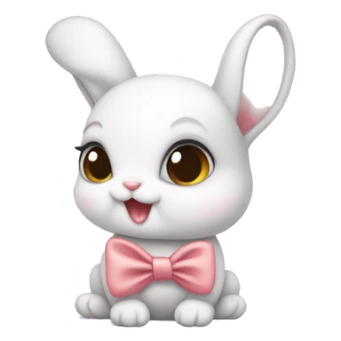 Baby bunny with coquette bow on ear sticker