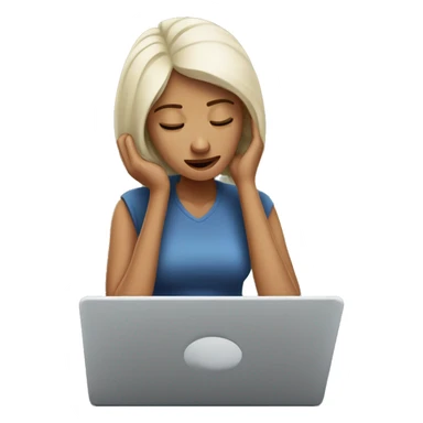 woman using laptop feeling lethargic sticker