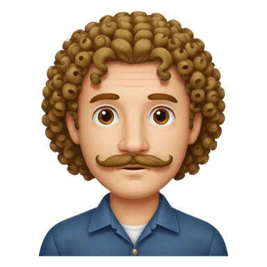Man with mustache and curly hair sticker
