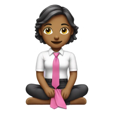 A girl relaxing wearing a pink Small tie sticker