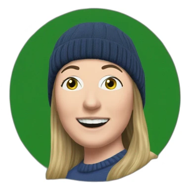 Victoria Coren-Mitchell on a trampoline with the Real IRA Gerry Adams balaclava party sticker