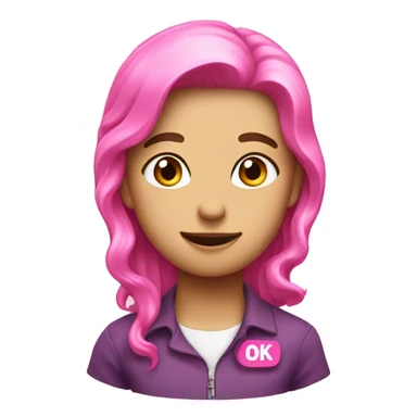 the word “ok” but pink sticker