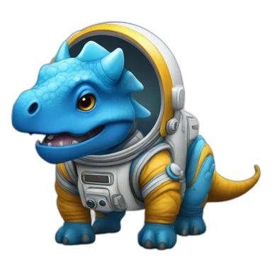 blue astronaut triceratops sticker