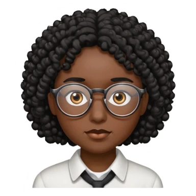 Visage avec les cheveux bouclés noir et des lunettes et des yeux zoomer sticker