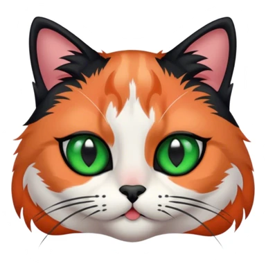 calico cat with black fur around eyes and green eyes  sticker