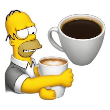 homer simpson with a cup of coffee sticker