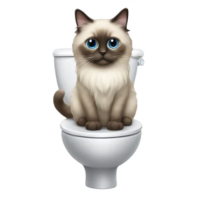 Ragdoll cat sitting on a toilet  sticker