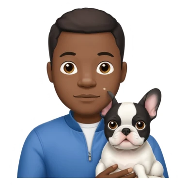 hombre médico de color de tez negra que sostiene un bulldog francés blanco sticker