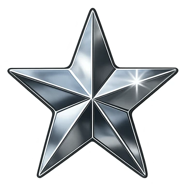 tiny star with a mirror finish, glamorous and stylish, no background sticker