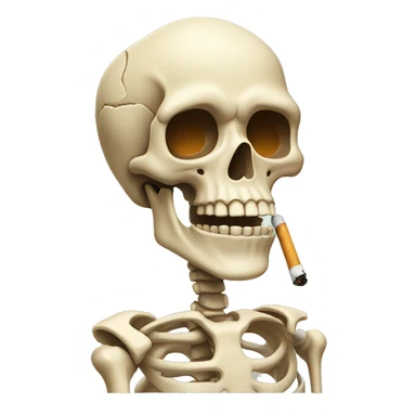 beige skeleton with a cigarette in his mouth sticker