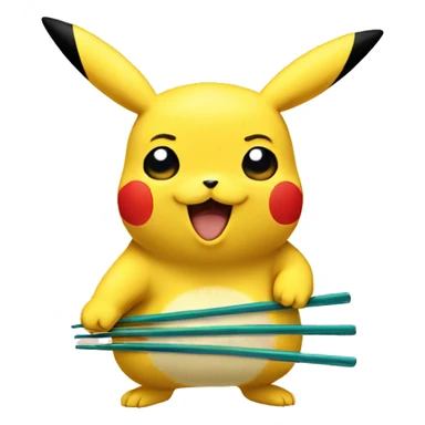 Pikachu with chopsticks  sticker