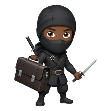 black ninja holding a briefcase sticker