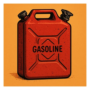 Сгенерируй мне канистру бензина  на однородном фоне в стиле чуть чуть  комикса. Канистра стоит четко прямо sticker