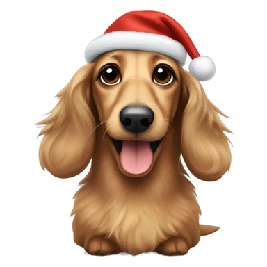 Fluffy dachshund with a Christmas mood sticker