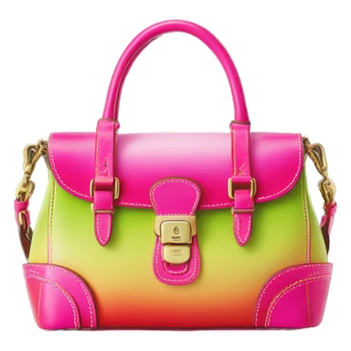 Realistic hot pink to lime green ombre Dooney and Bourke satchel purse without strap. sticker