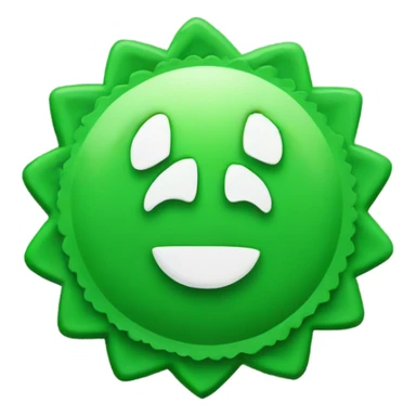 Create an emoji of a green scalloped badge that centers a bold white checkmark  sticker
