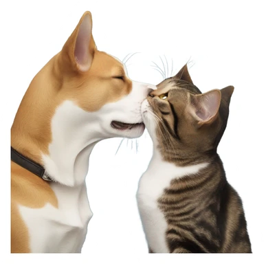 Dog kissing a cat sticker