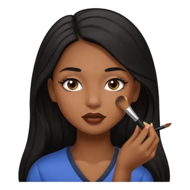 Una niña morena maquillandose con pelo largo sticker