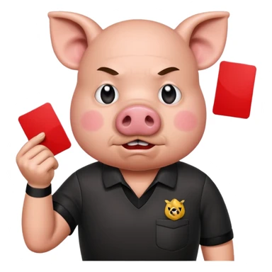 pig referee showing red card sticker