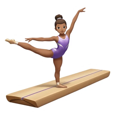 A gymnast performing a flawless routine on the balance beam, showcasing strength and grace. The scene captures the precise, elegant movement with perfect balance and form. The background features a gymnastics arena with vibrant lighting and cheering crowds, emphasizing athleticism and poise. sticker