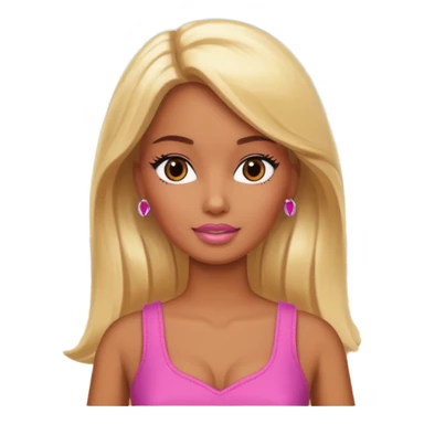 Brown skin blonde hair barbie in front of beach  sticker