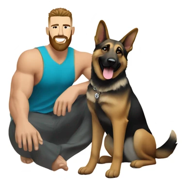 Travis Kelce with German shepherd dog on a beach sticker