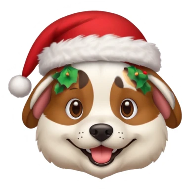 a dog wearing a christmas hat sticker