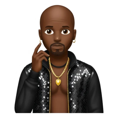 DMX with black sequin outfit sticker