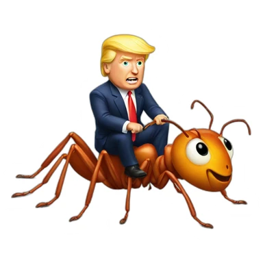 Trump riding an ant sticker