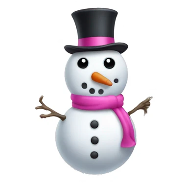 Pink snowman with stick arms and top hat  sticker