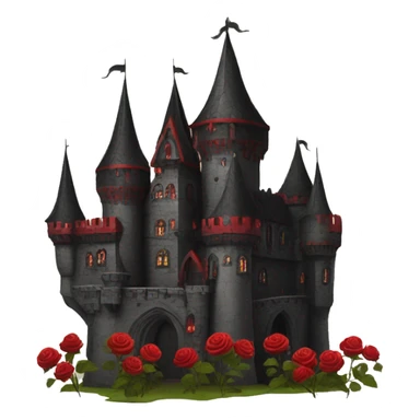 Black and red gothic castle with roses sticker