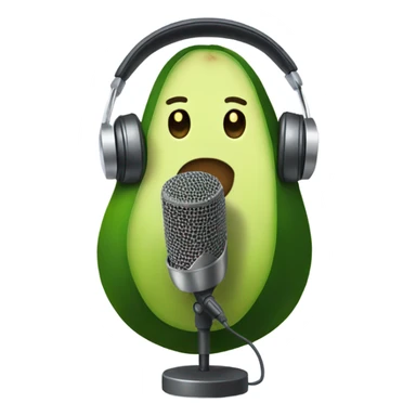 avocado recording with headphones and microphone sticker