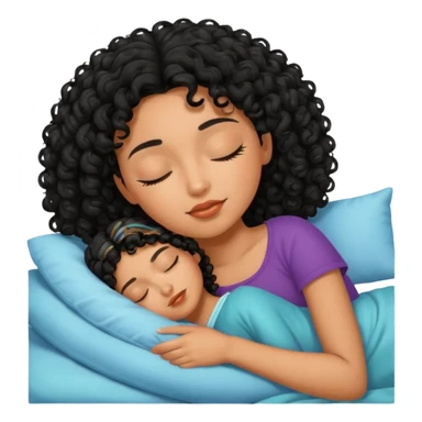 latina girl with black curly hair sleeping sticker