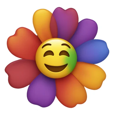 Flower with red yellow green orange purple blue with a big grin sticker