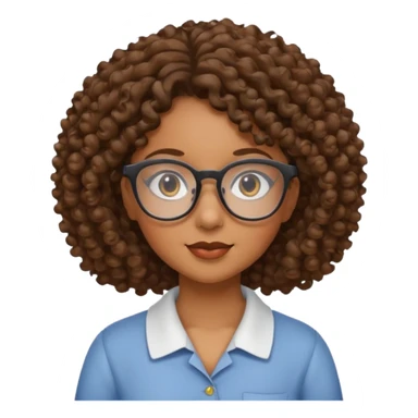 una chica con rizos el cabello hacia abajo y  con gafas sticker