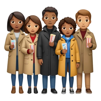 group of people standing in line at a movie theater sticker