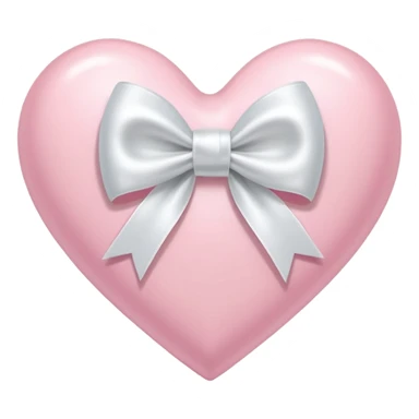Light pink heart with white ribbon bow sticker