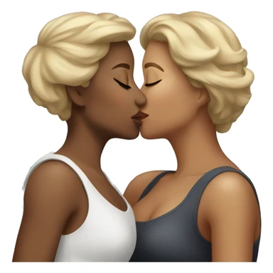 three women kissing sticker